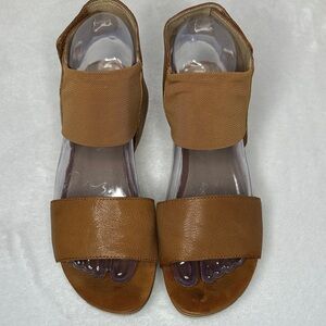 Eileen Fisher Tan Women's Ankle Mesh Strap Leather Sporty Casual Sandals 7.5